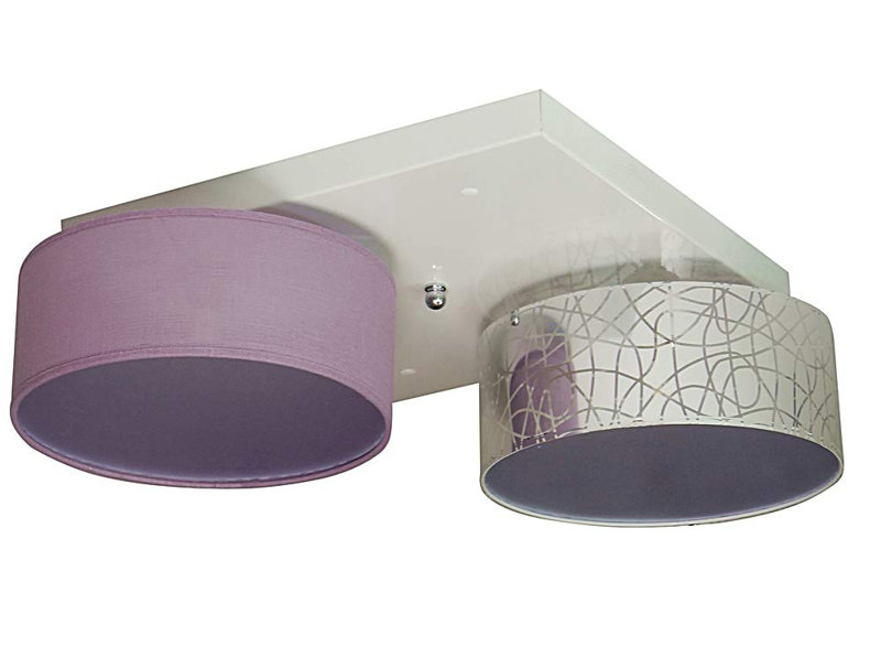 Pulley Fabric Semi Flush Mount, Silver and purple
