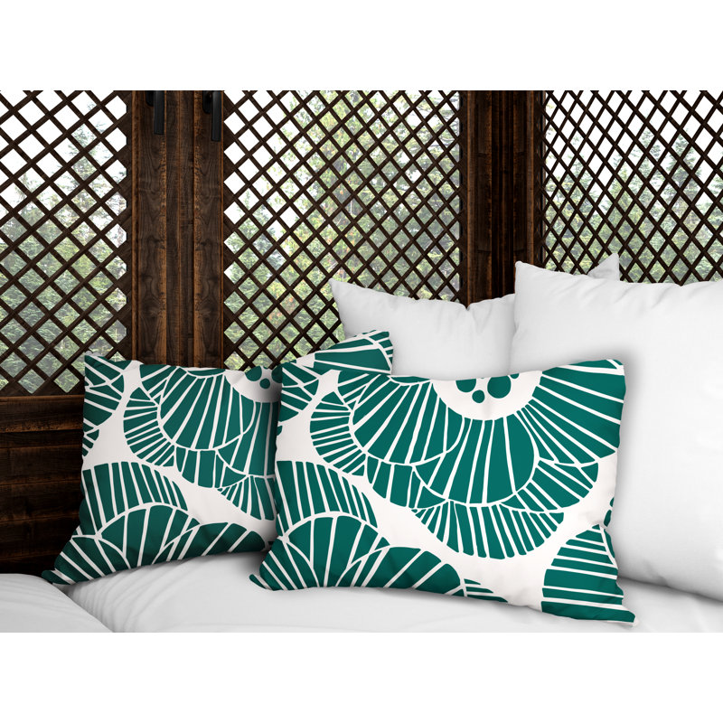 Abstract Outdoor Reversible Throw Pillow, Emerald