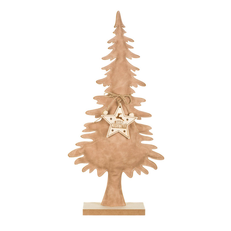 Petit arbre de Noël décoratif en cuir avec paquet d'étoiles, Brun