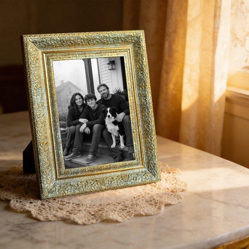 Cadre photo décoratif 5 pièces x 7 po or antique 1PC pour mémoire de voyage, Or antique, 1, L 5 po x H 7 po