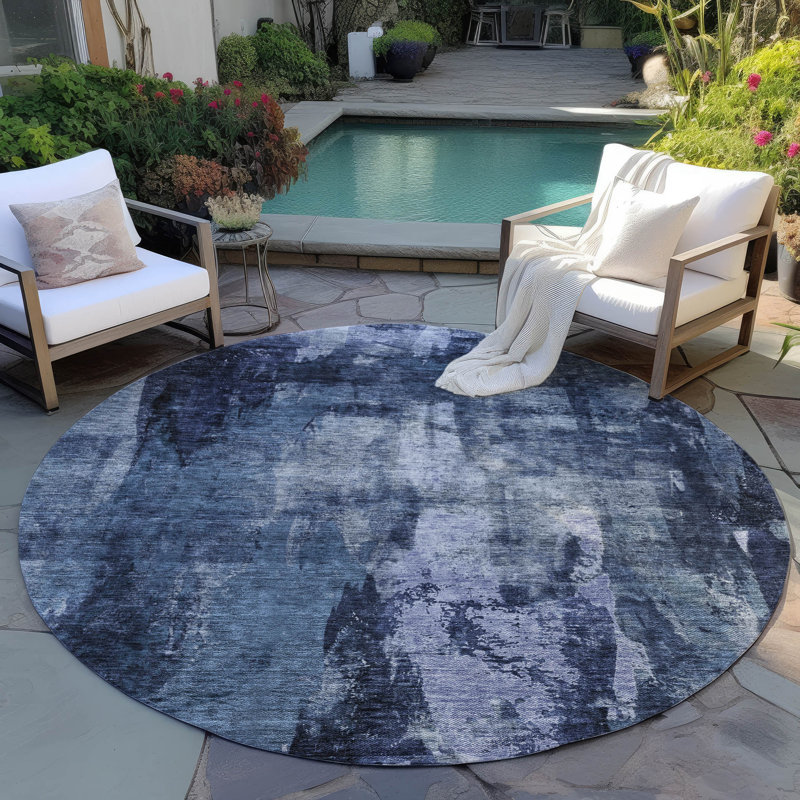 Tapis intérieur / extérieur bleu Solayne , 8 pi x 8 pi