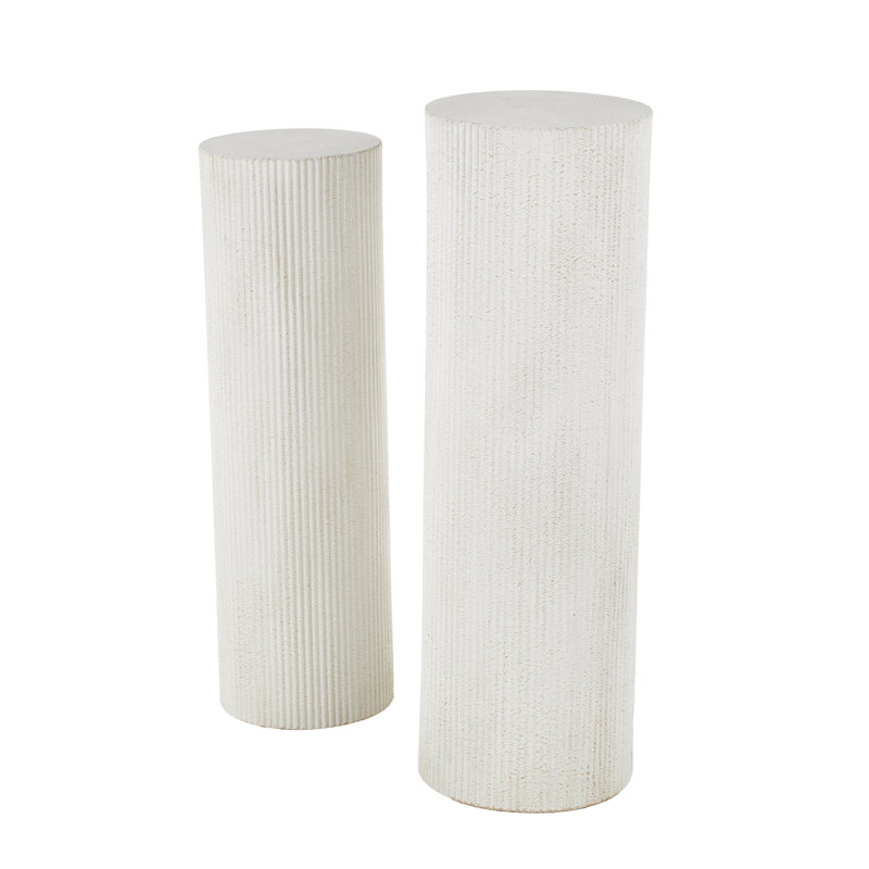 Ensemble de table guéridon en métal nervuré blanc avec détails bruns