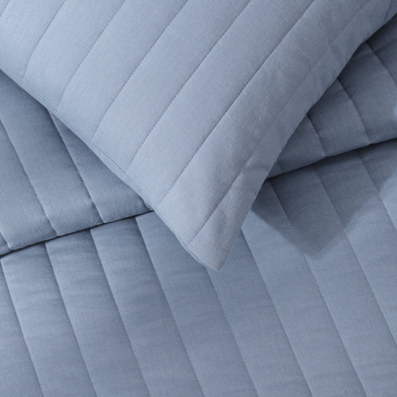 Standard Cotton-European Linen Quilt Set, Moon, Queen Quilt + 2 Standard Shams