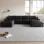 Canapé modulaire en U de 135 po en tissu velours côtelé modulaire avec méridienne et repose-pieds orientés vers la droite, coussins en mousse de plumes double couche, aucun assemblage requis, pour un grand espace de vie-605219081-605219085