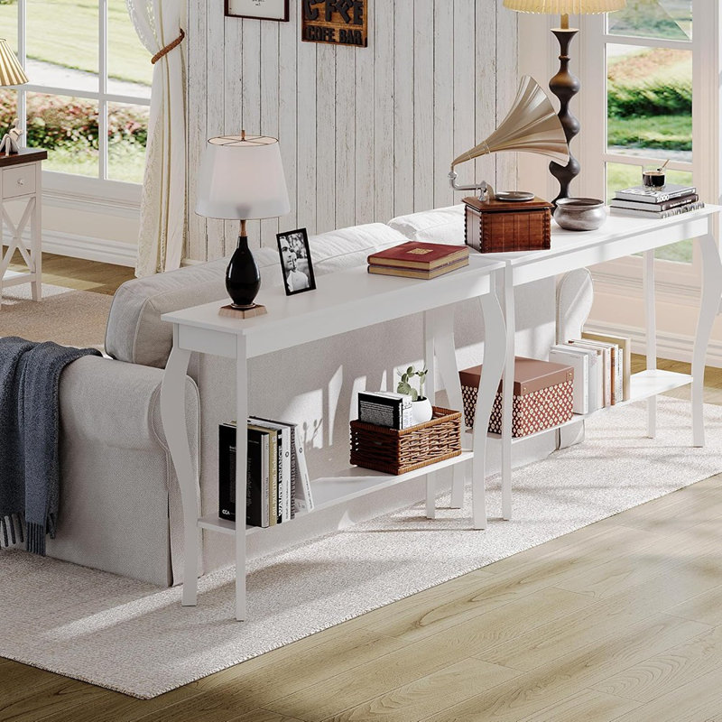 Narrow Console Table, Chic Accent Sofa Table, Entryway Table, White