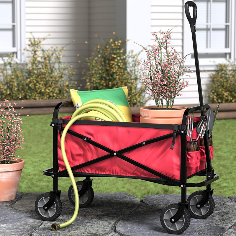 Wagon pliant pliant pour le jardin, Rouge