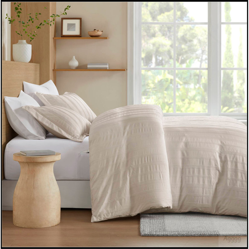 Ensemble de housse de couette 3 pièces, Housse de couette pour grand lit et 2 taies décor, Neutral