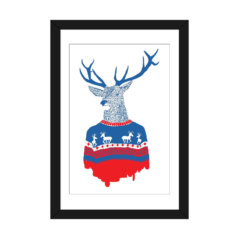 «Umly Winter Pullover», impression sur toile, Papier d'art encadré noir, Blanc, H 32 po x l 24 po x P 1 po