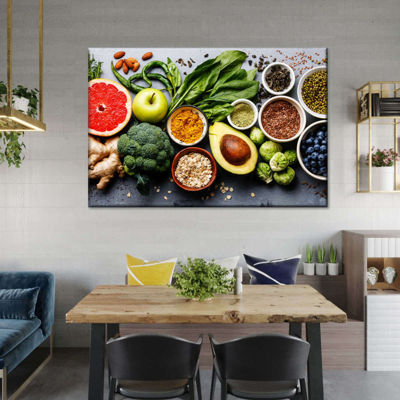 Choix d'aliments sains sur toile, H 30 po x l 45 po x P 1,25 po