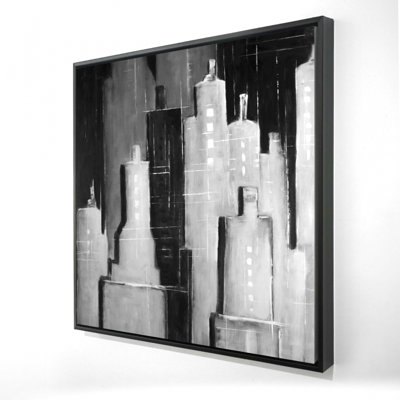 "Paysage urbain noir et blanc abstrait"