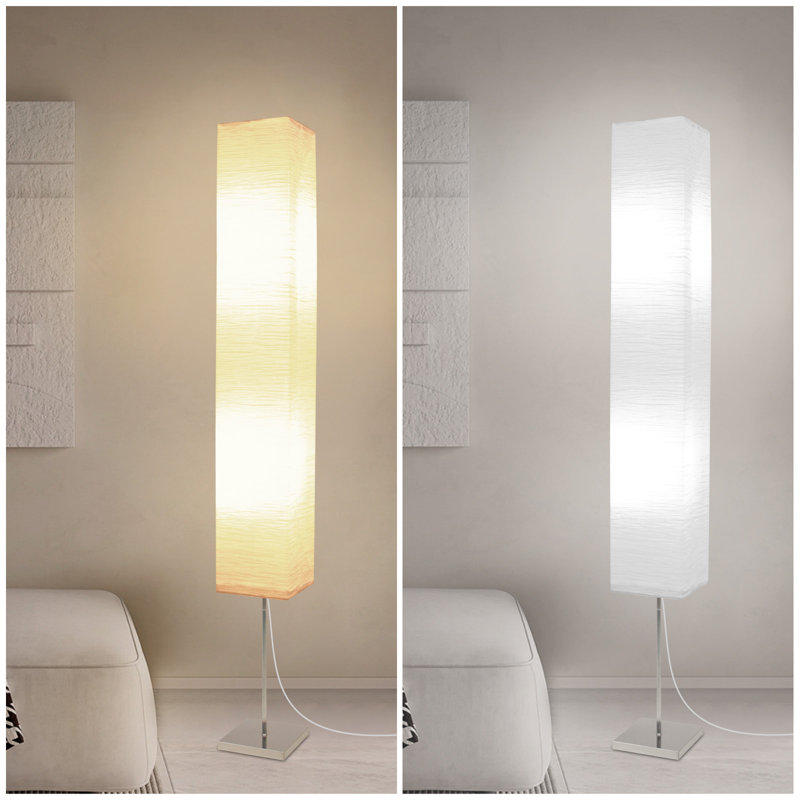 2*Pcs Paper Art Floor Lamp, Japanese Style Floor Lamp, Rice Paper Lampshade, Warm And Simple Style, Corner Paper Lantern, Suitable For Bedroom, Office And Living Room - Beige