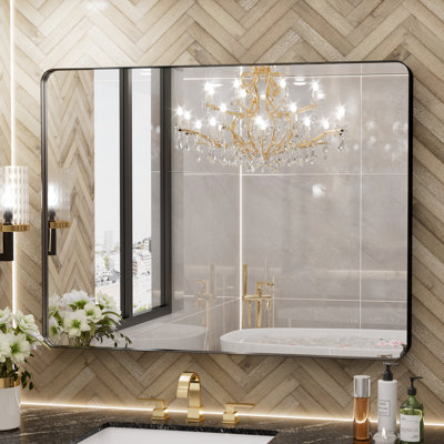 Aevar Wall Mounted Bathroom and Vanity Mirror With Tempered Glass and Aluminum Frame