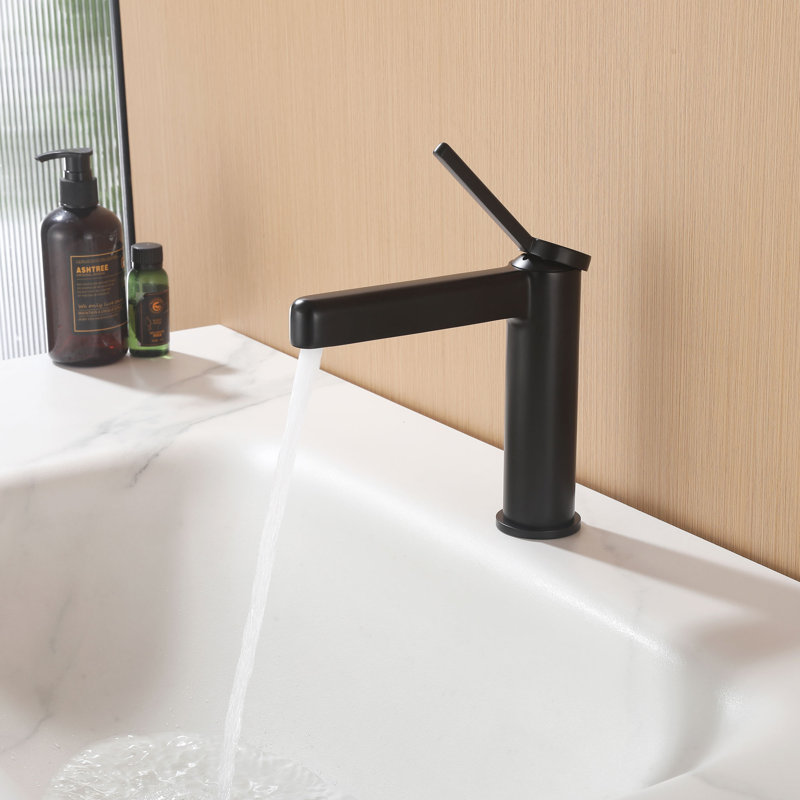 Modern Single Handle Bathroom Vessel Sink Faucet,7.2" Height With Removable Aerator, Matte Black