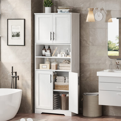 67" Tall Bathroom Organizers and Storage Cabinet with Glass Door & Shelves, Freestanding Cupboard, Kitchen Pantry for Living Room, Dining Room,Office