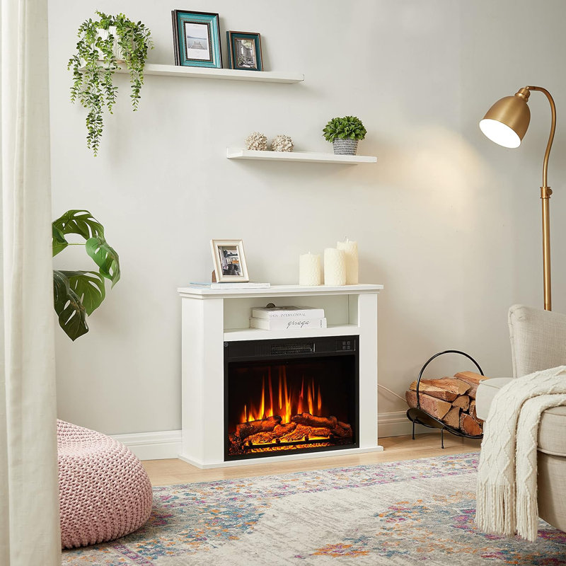 SAHARA FLAMEKO Electric Fireplace, White, 73cm H x 105.5cm W x 23cm D