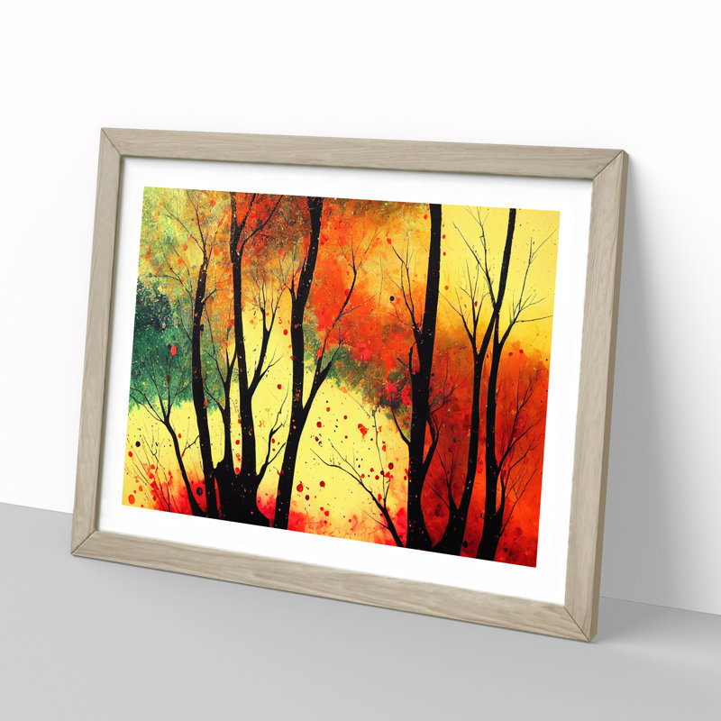 Colourful Autumn Forest Vol.2 Abstract - Single Picture Frame Painting, 46cm H x 64cm W x 2cm D, Oak