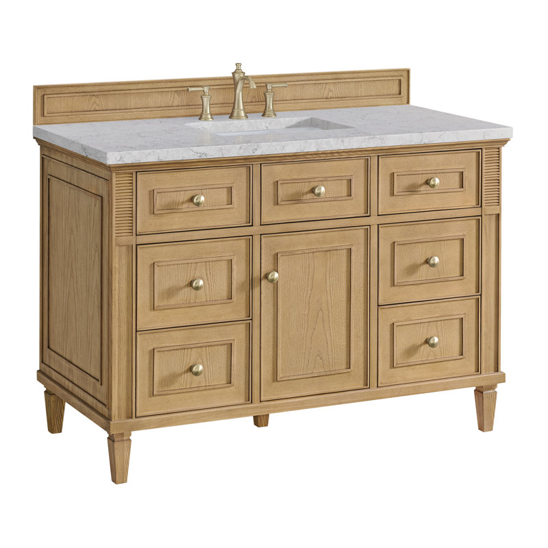 Lorelai 48'' W Single Vanity, Eternal Jasmine Pearl, Light Natural Oak