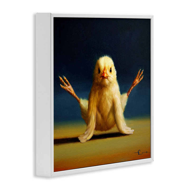 Yoga Chicks Firefly Pose, peinture de ferme, H 12 po x l 12 po, Estampe numérique encadrée blanc bord de mer