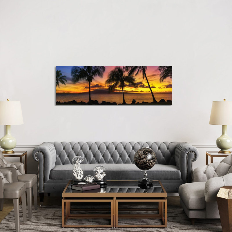 Palm Tree Sunset by Jonathan Ross Photography - Wrapped Canvas Panoramic Print, 152.4 cm H x 50.8 cm W x 3.175 cm D