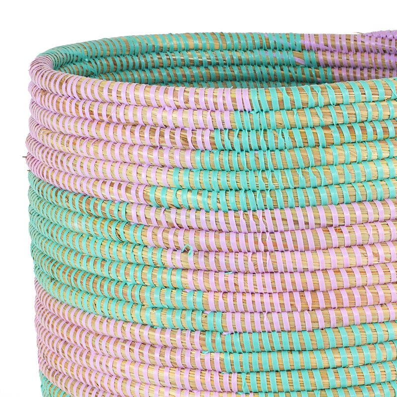 Aqua and Lavender Herringbone Bath Bin Basket