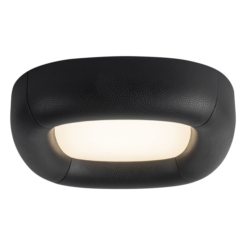 Folio 15-in Black dimmable LED Flush Mount, Antique Brass