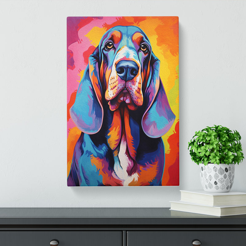 Basset Hound Colour Field No.2 - Wrapped Canvas, 50cm H x 35cm W x 3cm D