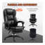 Fauteuil de bureau à haut dossier avec vibration à 6 points, 5 modes, fauteuil de direction, fauteuil pivotant en cuir PU avec dossier inclinable et repose-pieds rétractable, noir