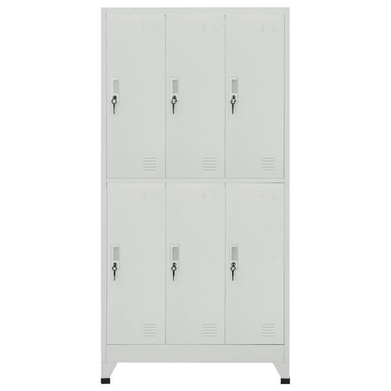 Armoire casier Nova, 6 compartiments de rangement, acier gris, 71 pouces