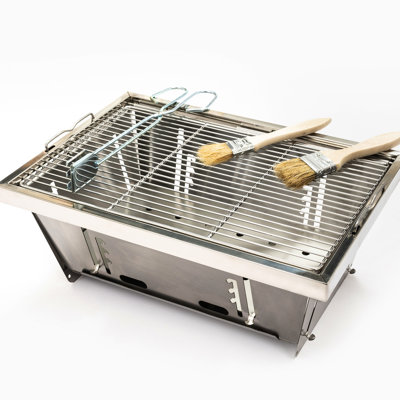 Charcoal Bbq Grill For Outdoor Leisure - Foldable, Steel Construction And Portable Picnic Folded, Heat- Body