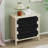 3 Drawer Buffet Sideboard With Adjustable Shelves, Storage Cabinet With Natural Seaweed Decor Doors For Living Room Kitchen Entryway