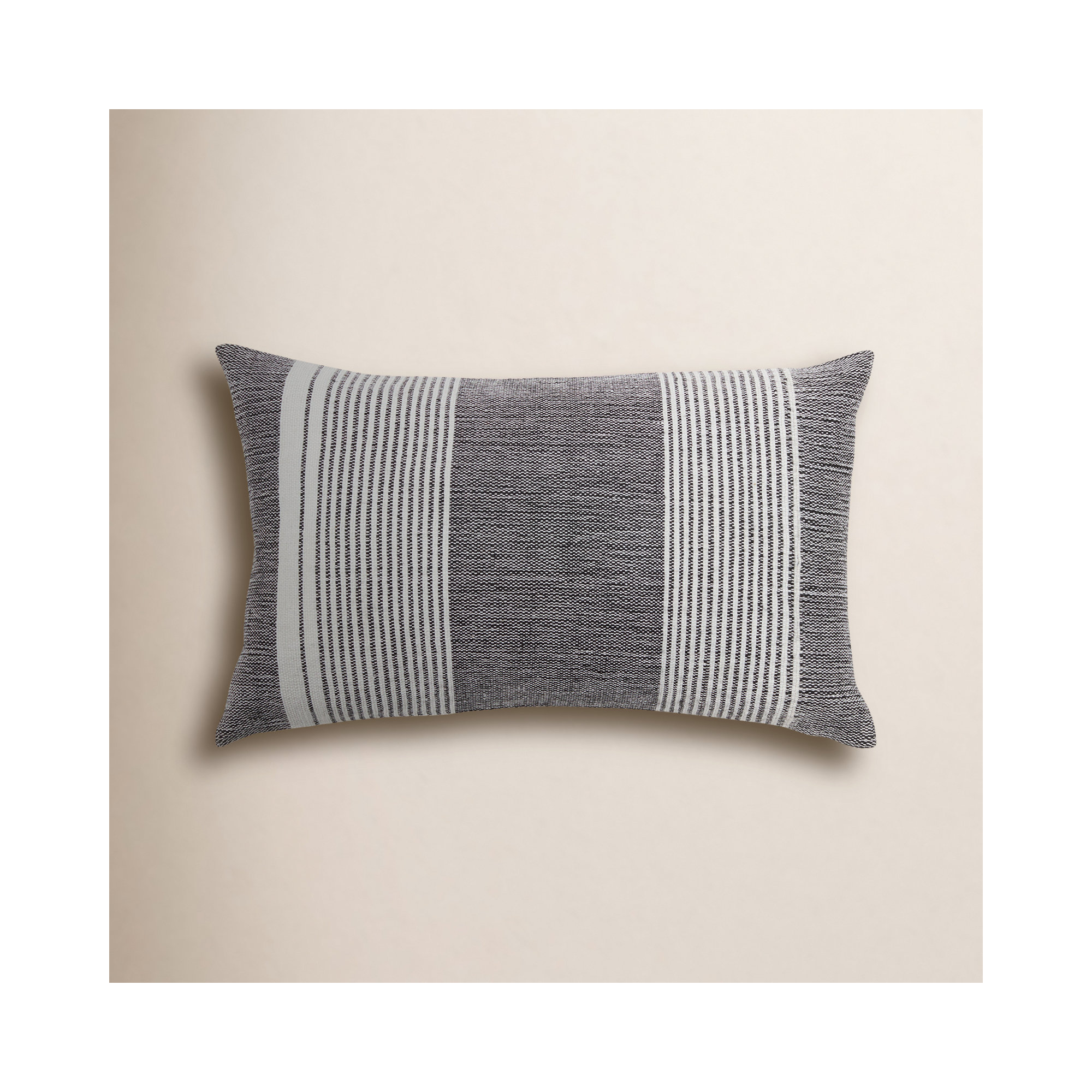 Aelin Striped PET Yarn Indoor/Outdoor Throw Pillow, Polyester/Polyfill, Black/Cream