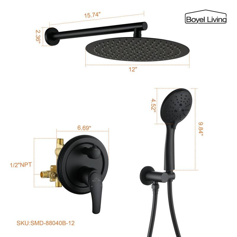 All-In-One Kit with Rough in-Valve, Black