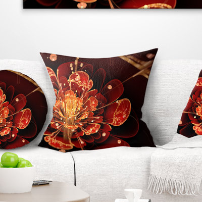 Fleur avec pétales rouges - Coussin imprimé floral