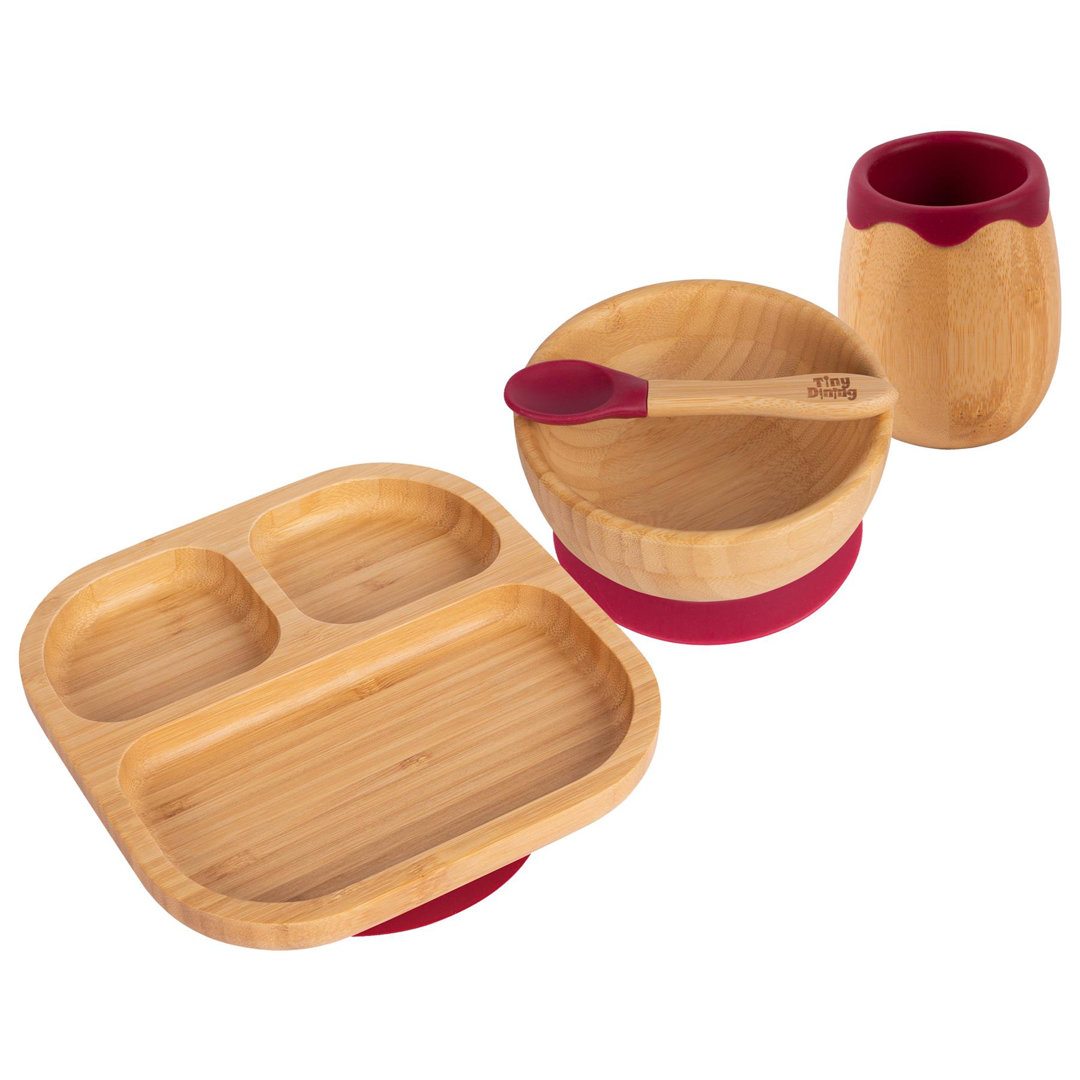 Tiny Dining - Divided Bamboo Suction Baby Feeding Set - 4pc