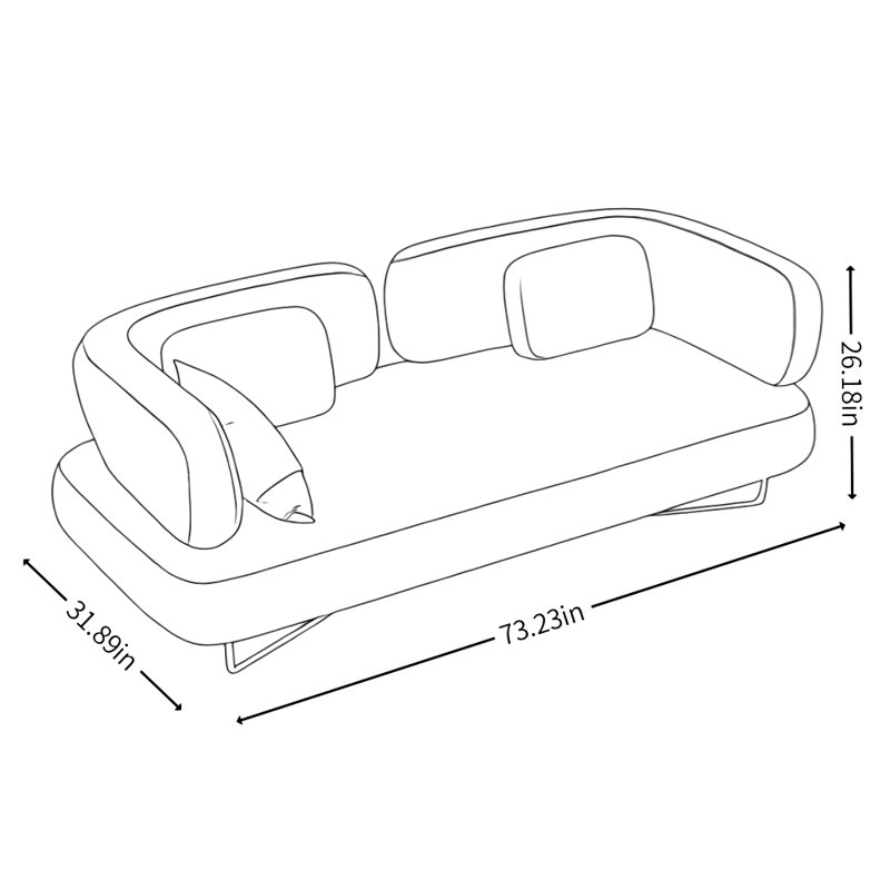 Modern Minimalist Flannel Sofa, Blue