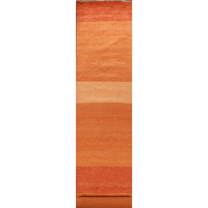 Tapis de couloir en laine noué à la main de conception unique noué à la main New Age 2 pi 6 po x 20 pi 8 po Tapis décoratif orange
