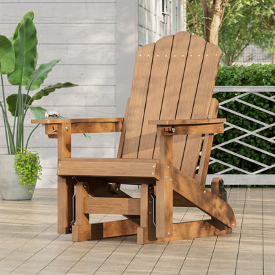 HDPE Glider Adirondack Chair 3-Position Adjustable, All-Weather Glider Rocking Outdoor Chair for Garden, Lawn & Porch