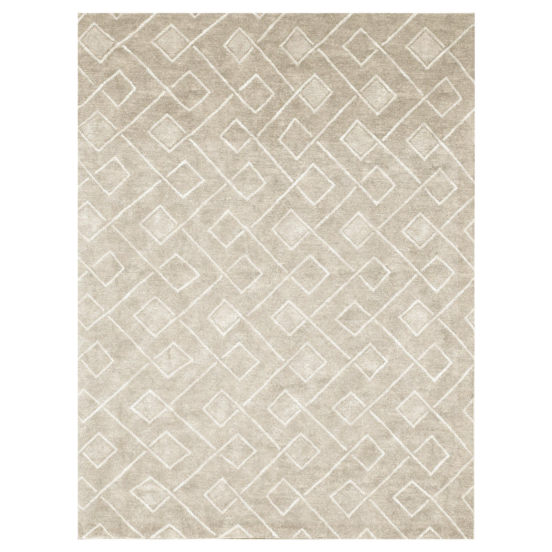 Linen Geometric Area Rug, Rectangle 4' x 6'