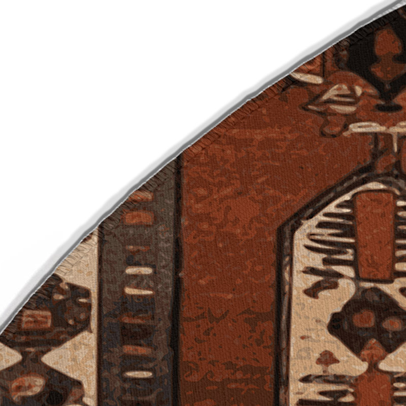 Turkish Brown Indoor and Outdoor Area Rug, Round 5'