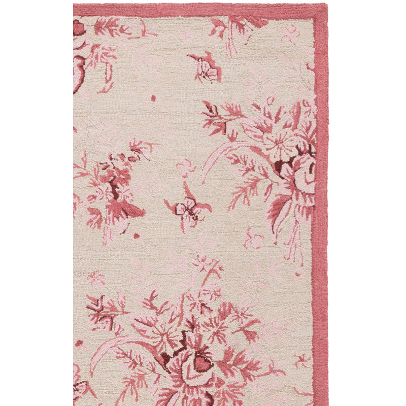 Jonsson Hand Hooked Wool Floral Rug, Rectangle 2'6" x 4'