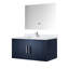 36 po L x P 22 po. Meuble-lavabo bleu marine avec surface en marbre, robinet et miroir à DEL-1887989493