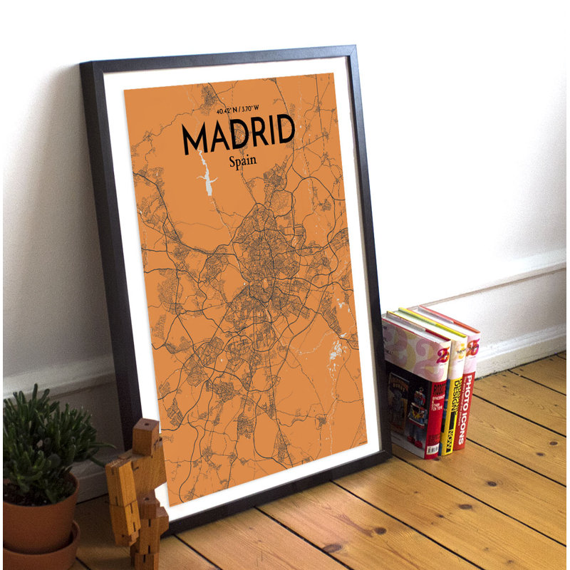 Madrid City Map - No Frame Print, 43cm H x 28cm W x 0.13cm D