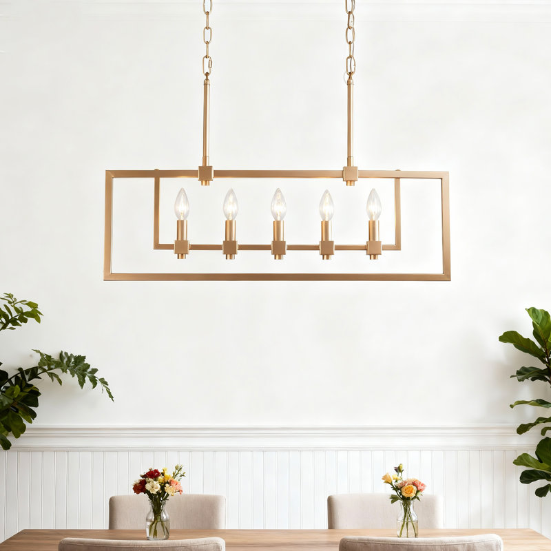 5-Light Rose Gold Kitchen Island Linear Pendant