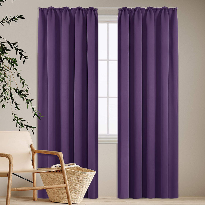 Deavin Blackout Curtain Pair, Width 140 x Drop 290cm, Dark Purple