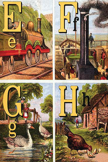 " E, F, G, H Illustrated Letters " by Edmund Evans