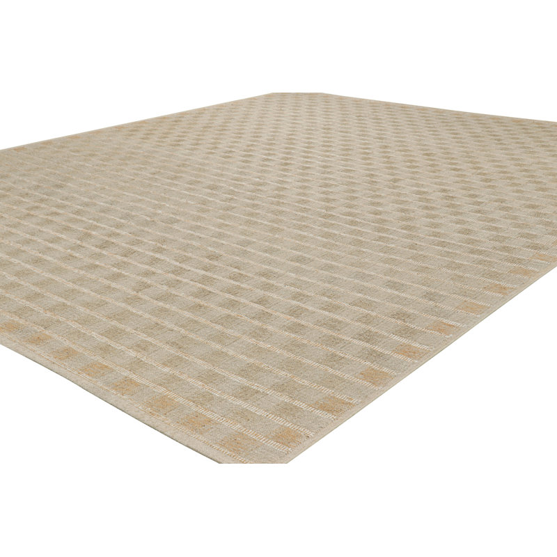 Scandinavian Hand Knotted Wool Geometric Area Rug, Rectangle 13' x 19'