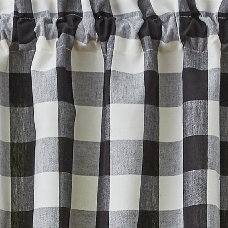 Anaissa Cotton Checkered Tailored Window Valance, Black/Cream