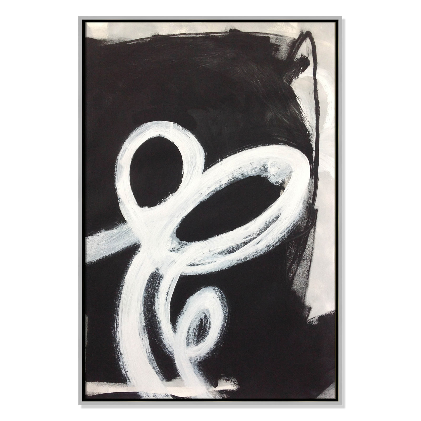 Bronte "Swirly Swirls II" Print, 37.5" H x 25.5" W x 2" D, Silver Floater Framed, No Mat