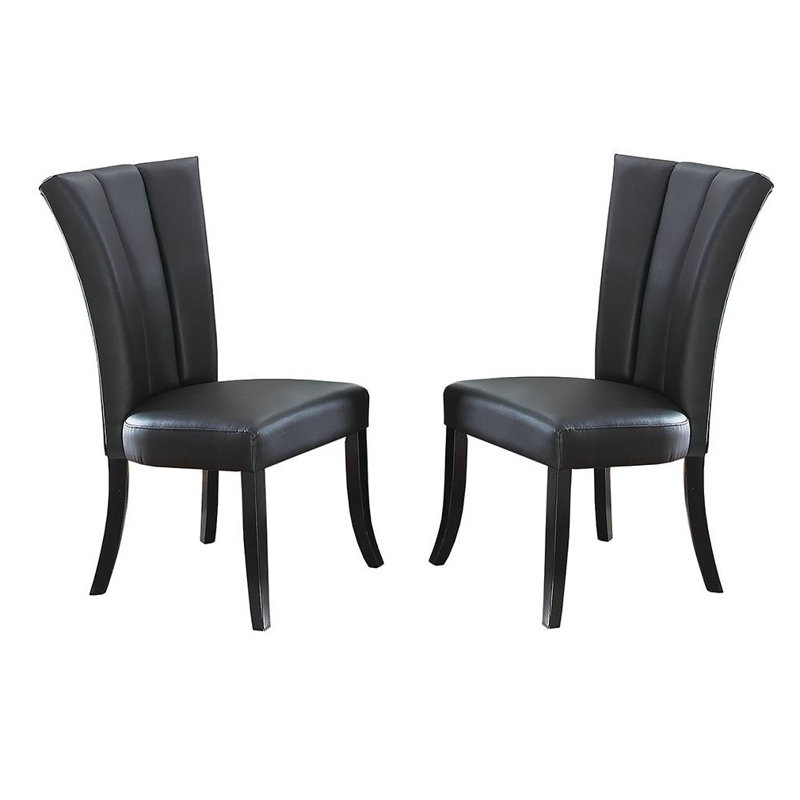 Ensemble de 2 chaises de salle à manger modernes en similicuir noir