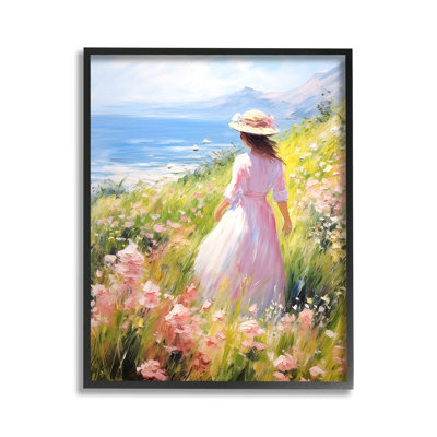 " Woman & Scenic Beach Single Picture Frame " by RB on Canvas